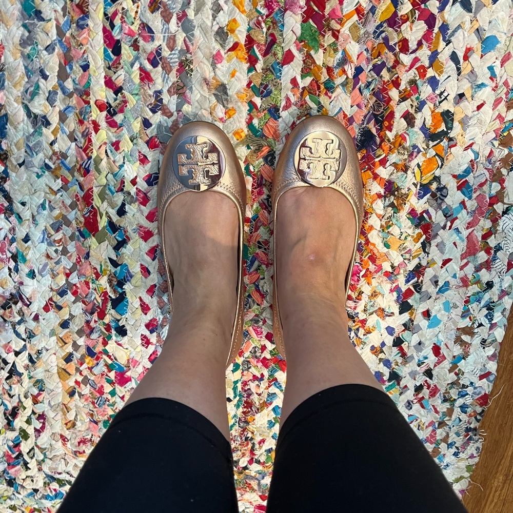 Tory Burch rose gold flats